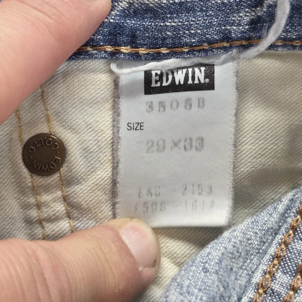 Edwin Jeans Mens Blue Selvedge 505BXX Whiskers Thrashed Light Wash Fits 29x30